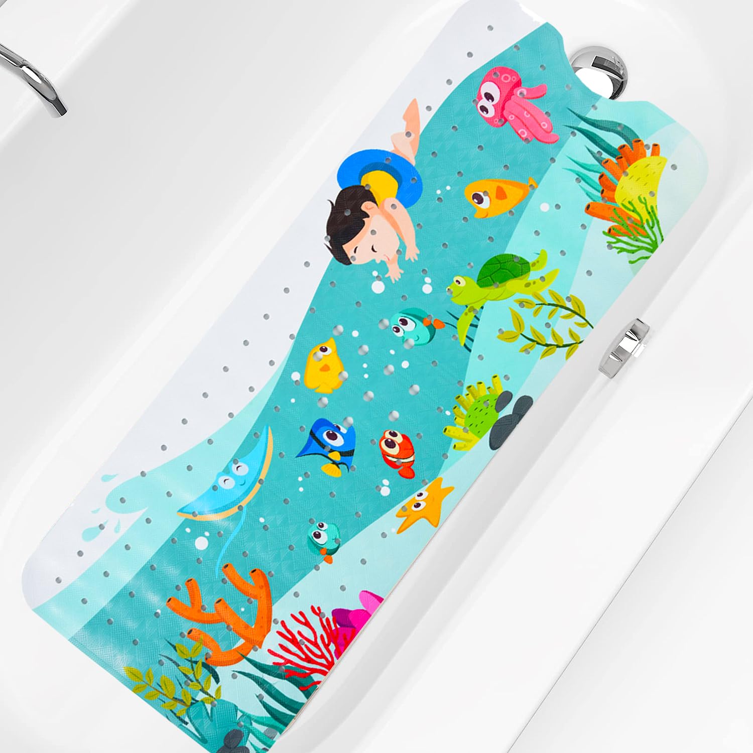 Tubozadi Bath Mat for Tub for Kids Bathtub Mat Baby Non Slip Shower Mat Extra Long 40X16 Inch Toddler Anti Slip Bathroom Bath Tu
